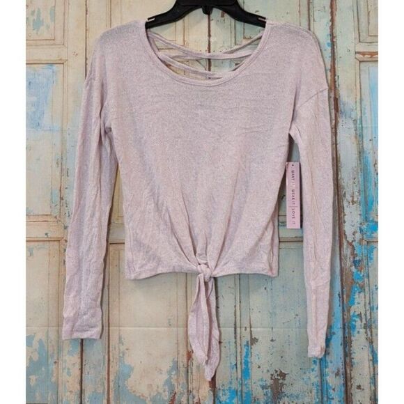 Crave Fame Womens Sz XS Dust Pink Long Sleeve Knotted Front Pullover Blouse Top - Picture 2 of 10
